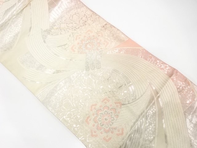 JAPANESE KIMONO / ANTIQUE FUKURO OBI / SILK / WOVEN FLOWER CREST